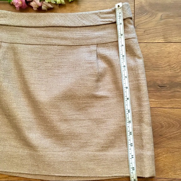 J CREW LIGHT TAN SHIMMER WOVEN LINED SKIRT - Picture 7 of 9